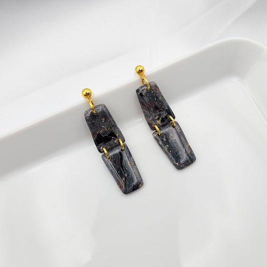 Oblong black minimalist earrings