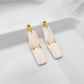 Oblong beige stone clay minimal earrings