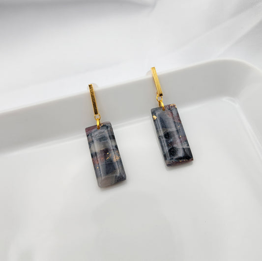 Oblong black minimalist earrings