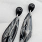 Dangle black stone clay earrings