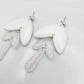 Leaf drop earrings white with silver