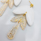 Leaf drop earrings white with gold