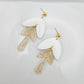 Leaf drop earrings white with gold