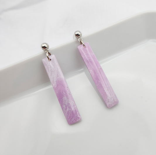 Oblong purple minimalist earrings