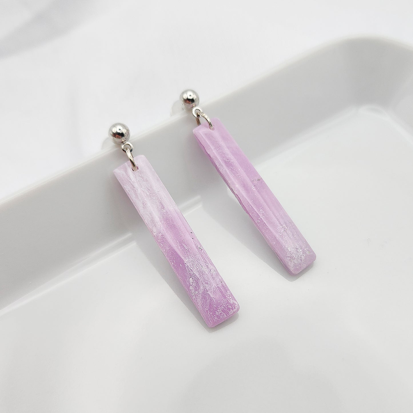 Oblong purple minimalist earrings