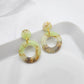 Hoop earrings green stone clay