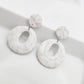 Hoop earrings in retro shape 60s style, white stone clay