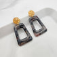 Black stone arch clay earrings