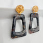 Black stone arch clay earrings