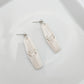 Oblong white striped minimalist earrings