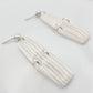 Oblong white striped minimalist earrings