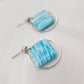 Blue rhombus stone clay earrings