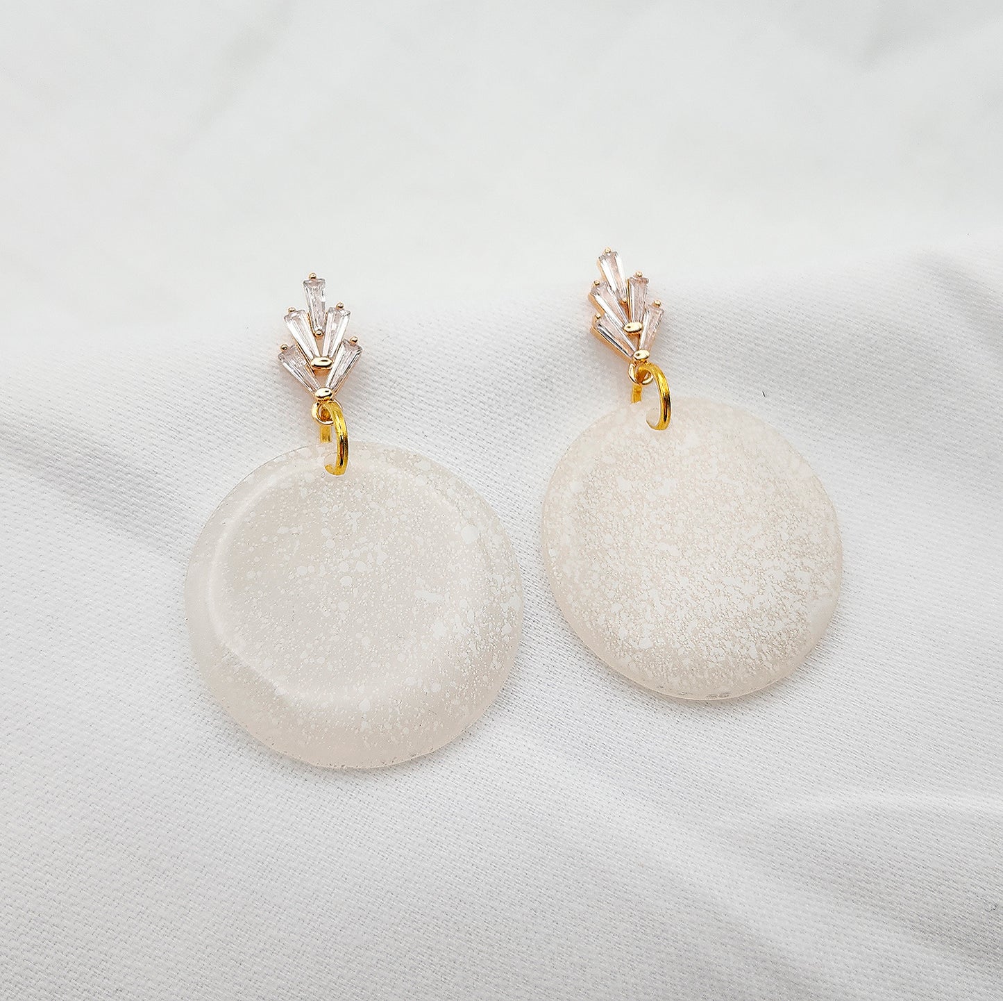 Hoop earrings white color on gold studs