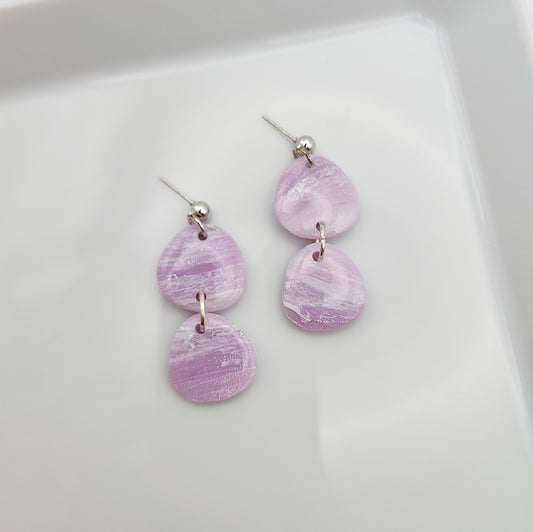 Purple stone clay dangle earrings