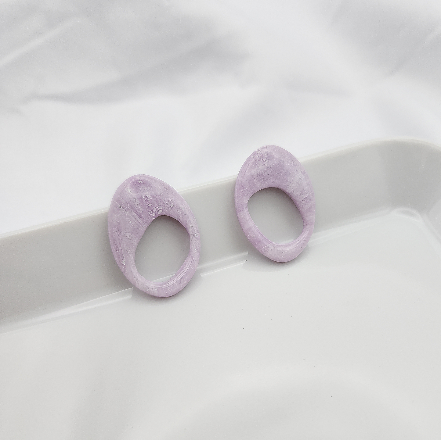 Purple stone clay stud earrings