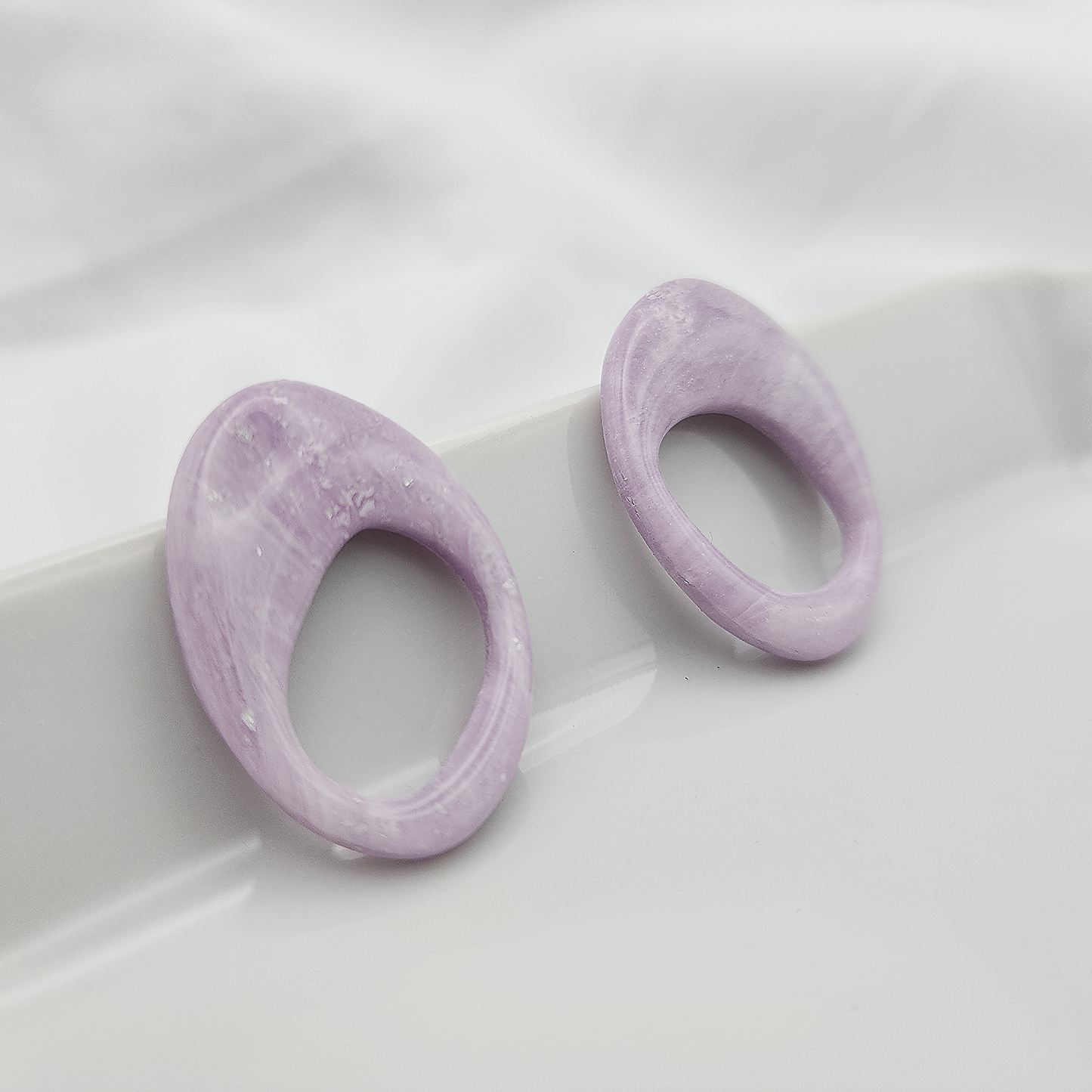 Purple stone clay stud earrings