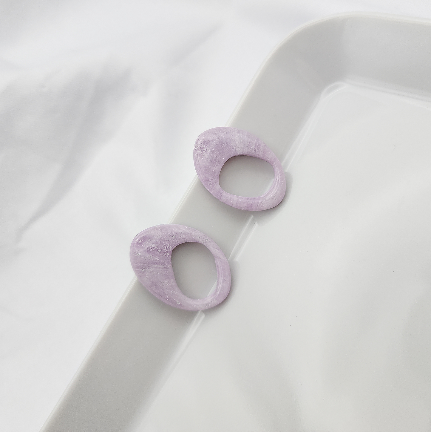 Purple stone clay stud earrings