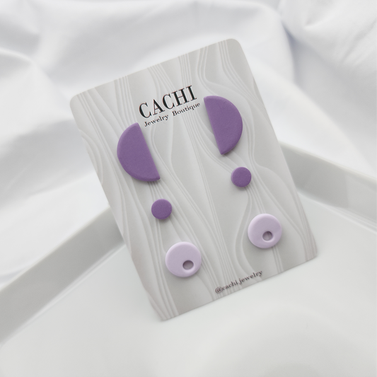 Set of purple stud earrings