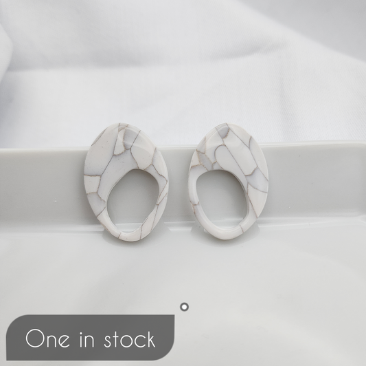 White stone clay stud earrings