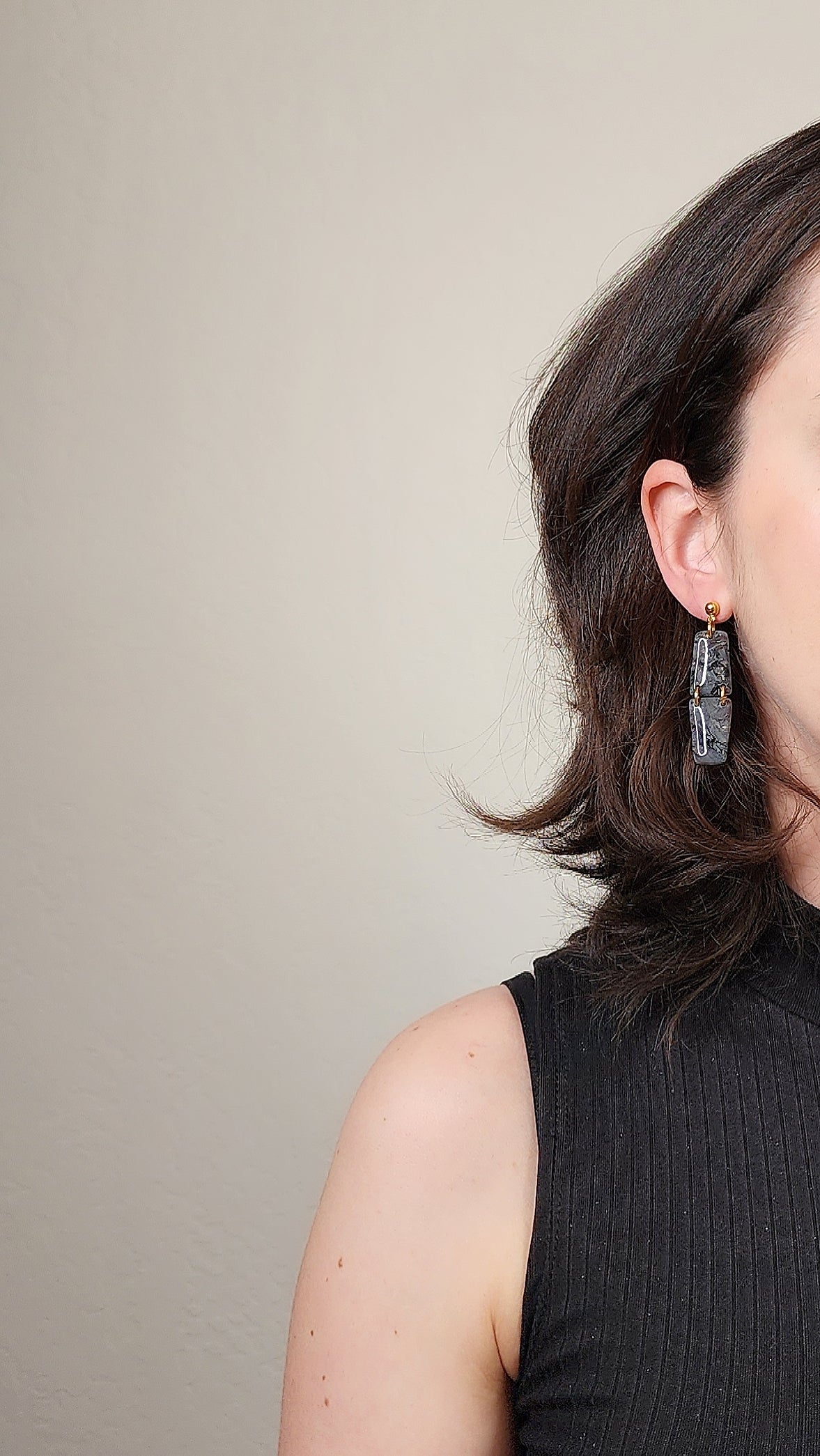 Oblong black minimalist earrings